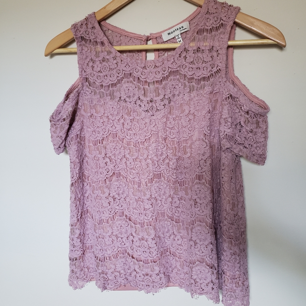 Cold Shoulder Lace Blouse